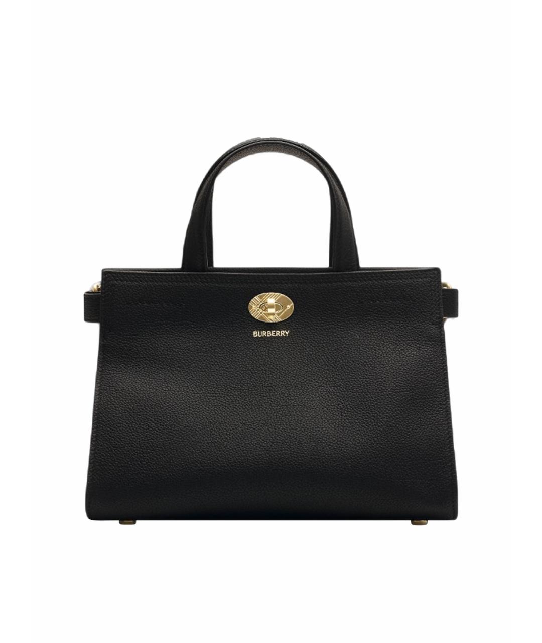 BURBERRY Черная кожаная сумка тоут, фото 1