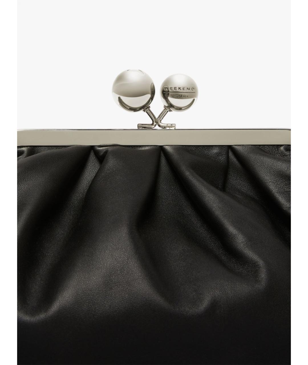 WEEKEND MAX MARA Черная кожаная сумка через плечо, фото 2