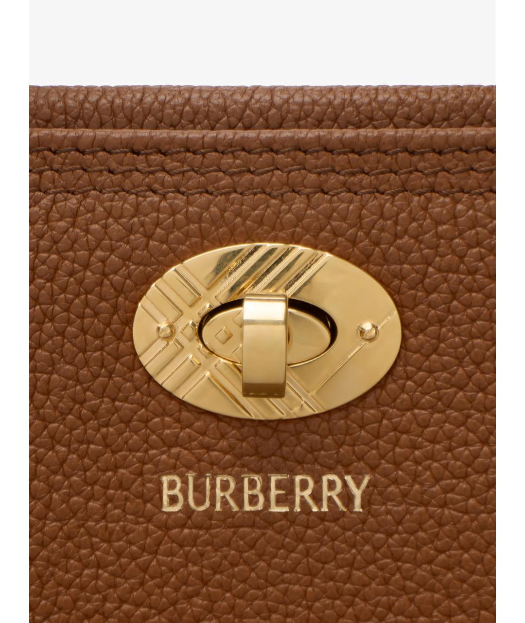 BURBERRY Коричневая кожаная сумка тоут, фото 6