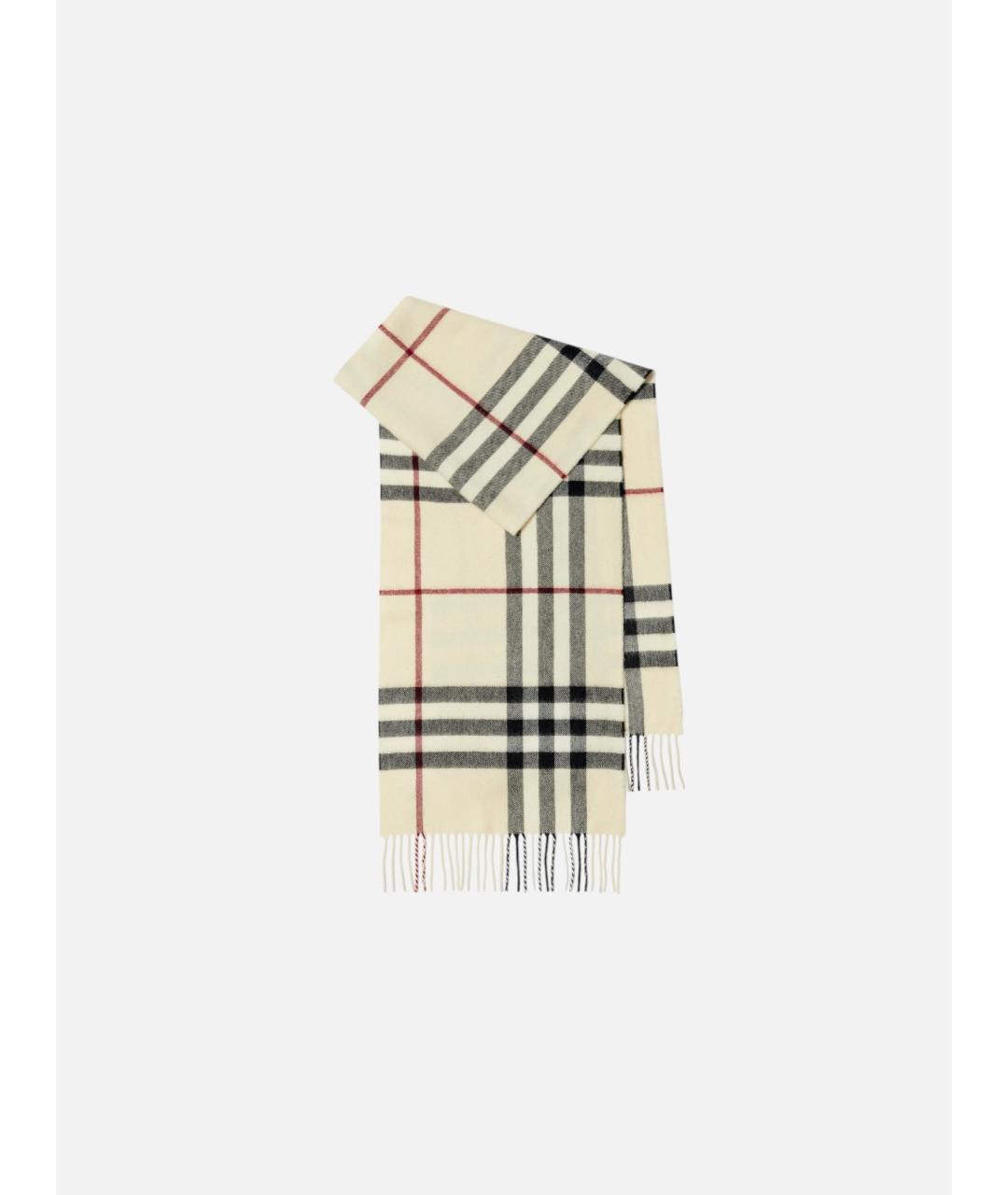BURBERRY Белый кашемировый шарф, фото 5
