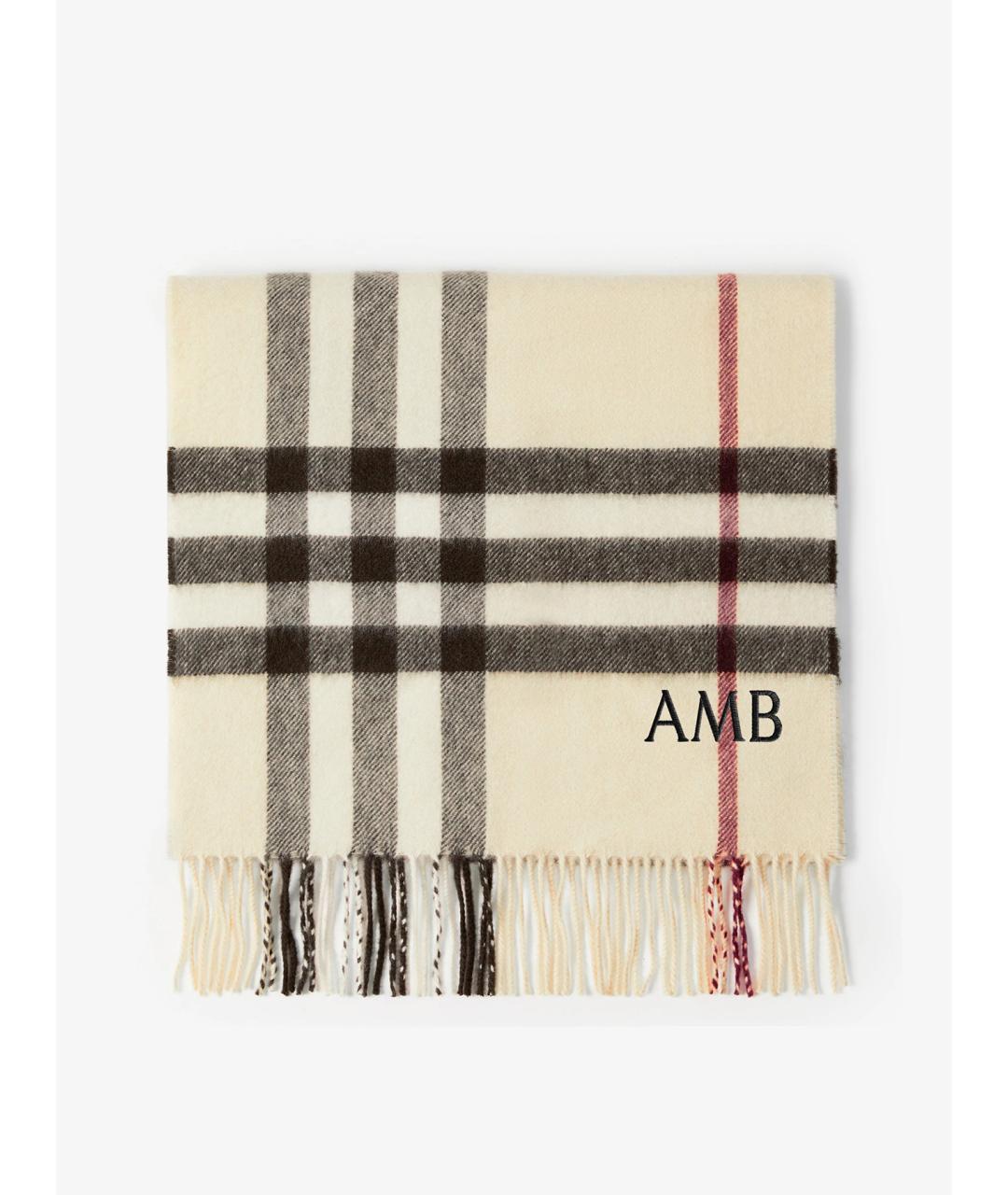 BURBERRY Белый кашемировый шарф, фото 3