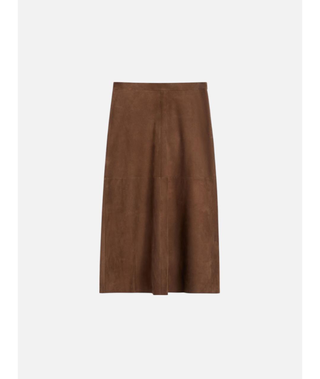 'S MAX MARA Коричневая замшевая юбка миди, фото 5