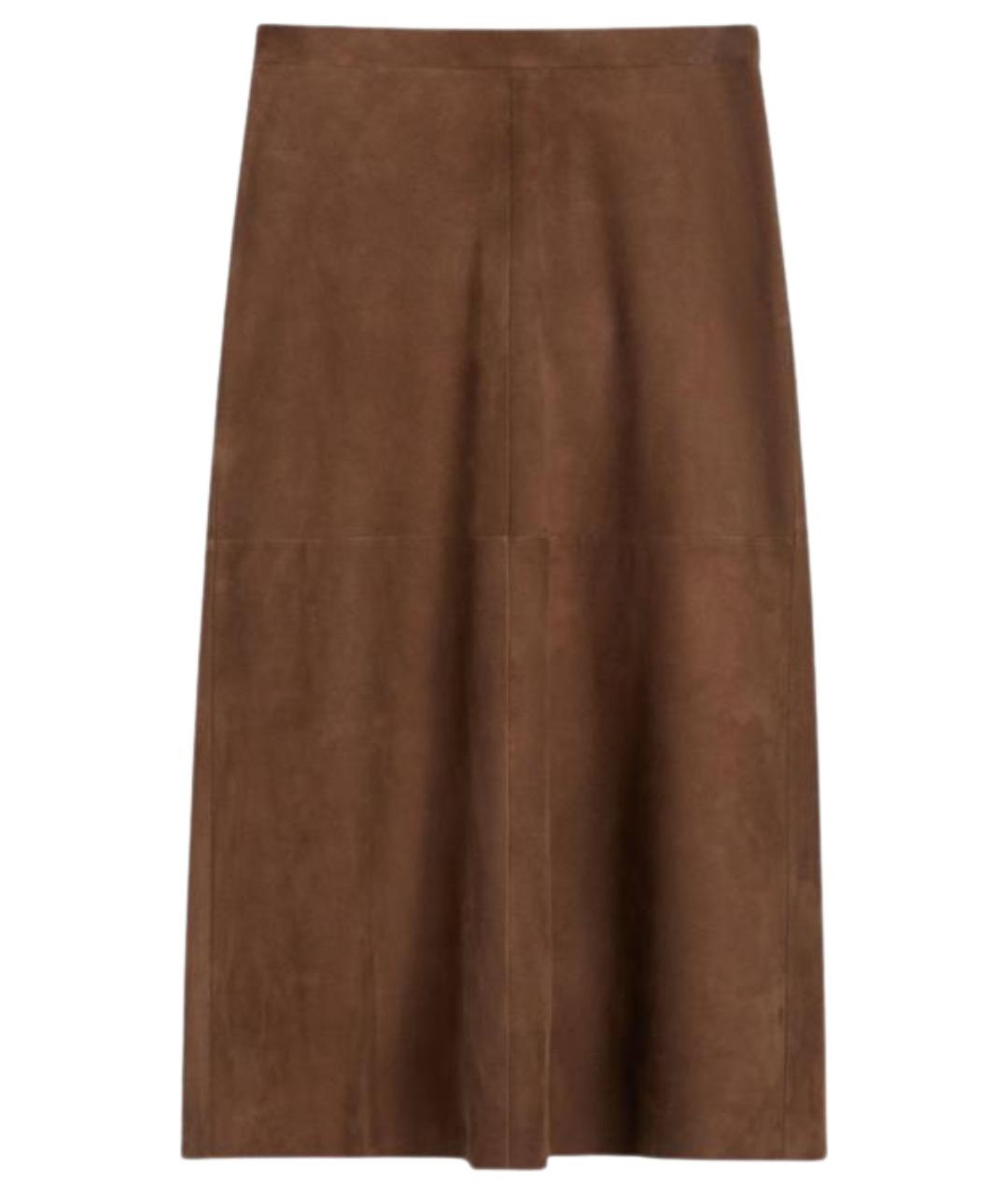 'S MAX MARA Коричневая замшевая юбка миди, фото 1
