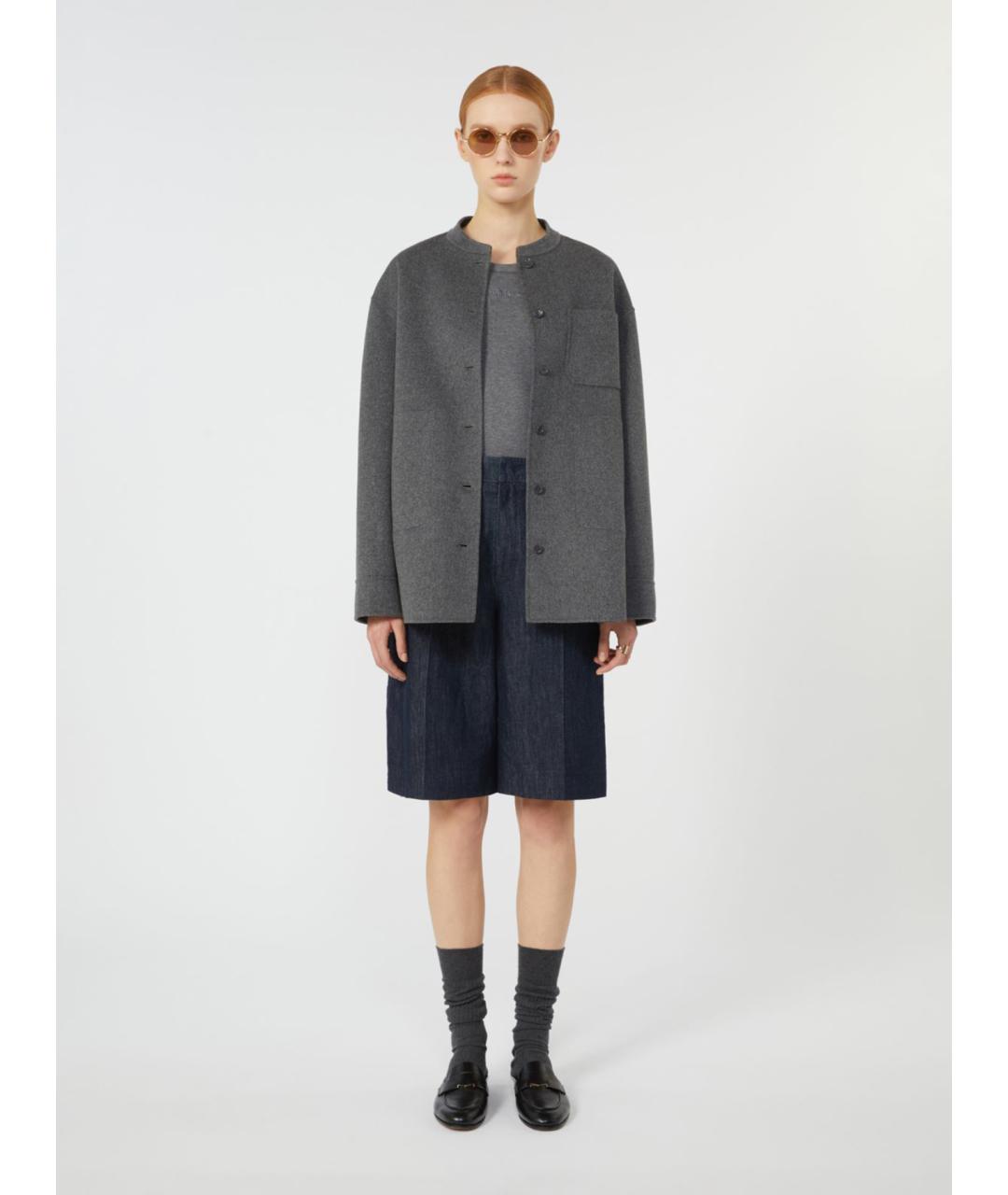 'S MAX MARA Серая хлопковая футболка, фото 2
