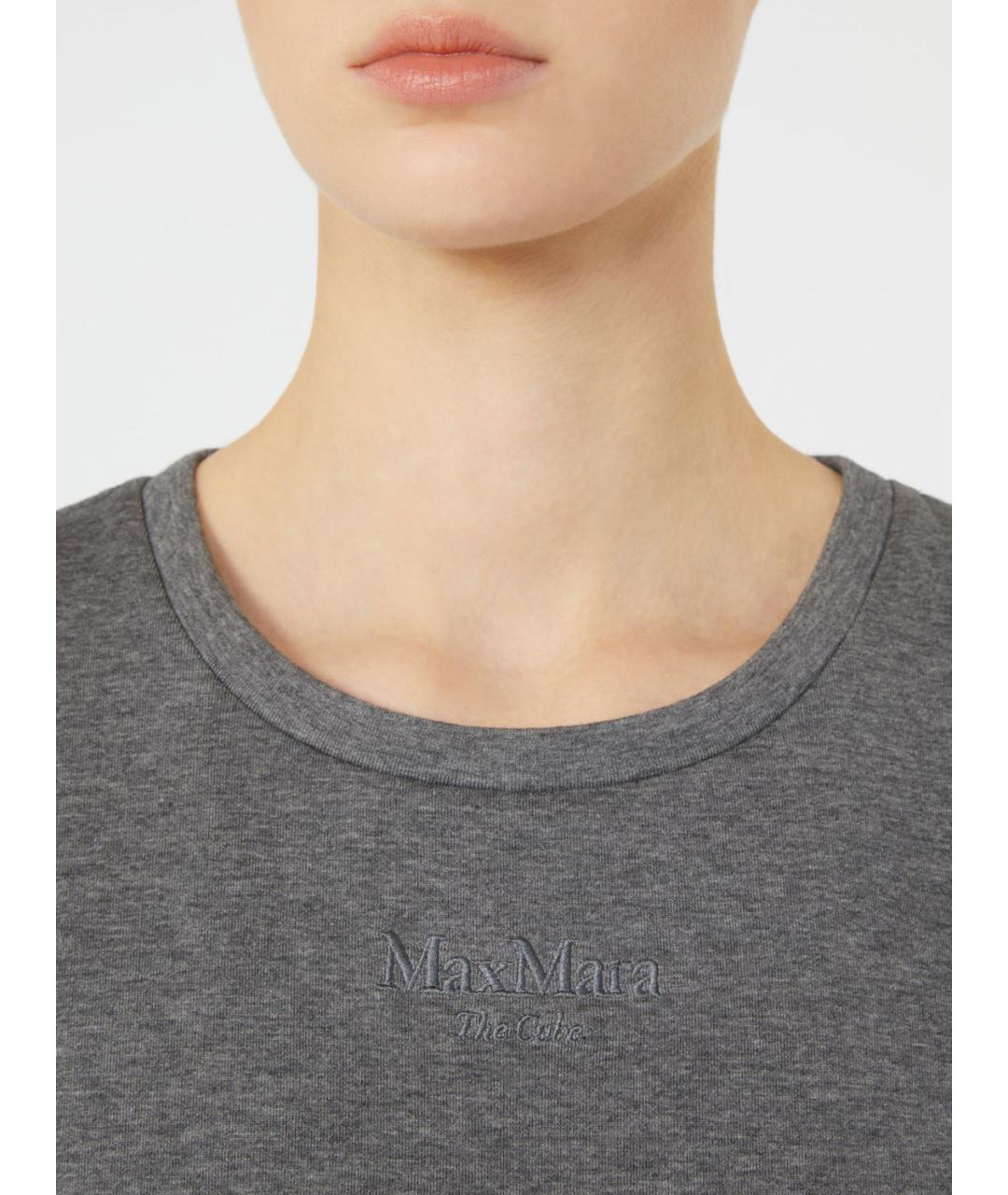 'S MAX MARA Серая хлопковая футболка, фото 3