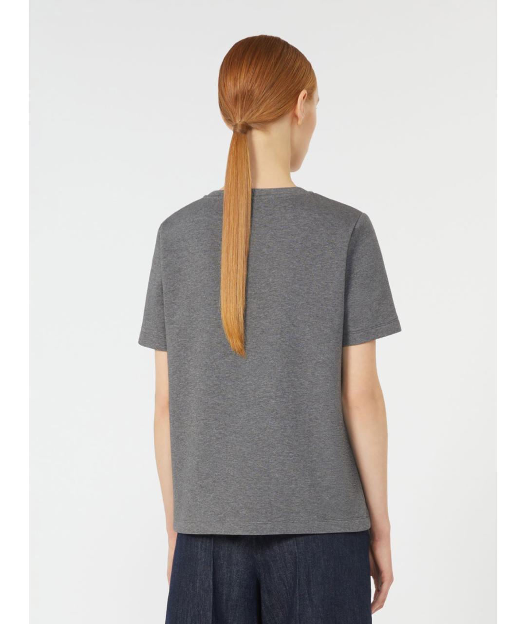 'S MAX MARA Серая хлопковая футболка, фото 4