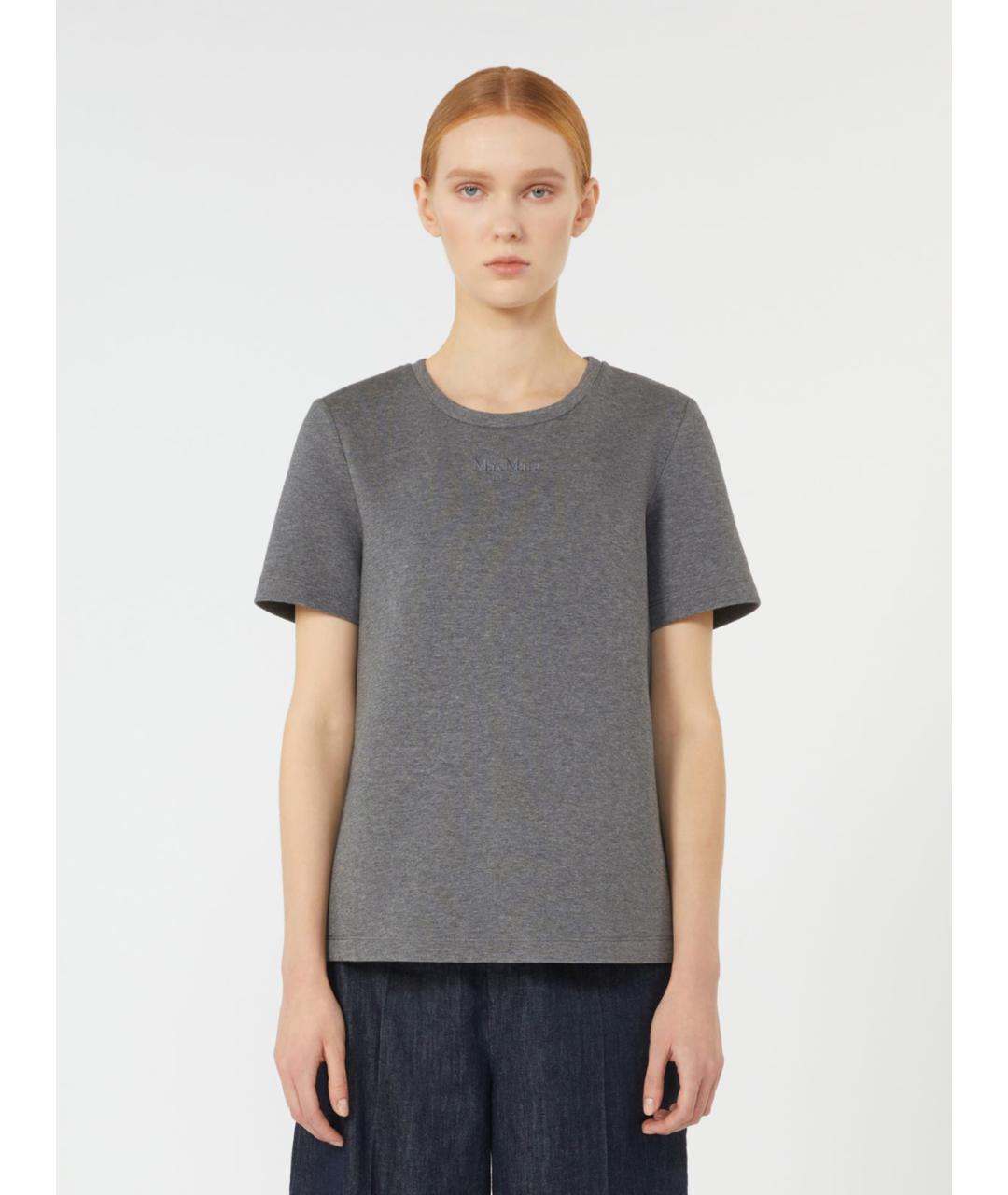 'S MAX MARA Серая хлопковая футболка, фото 5