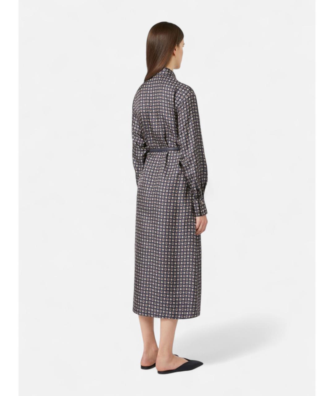 MAX MARA STUDIO Коричневое шелковое повседневное платье, фото 4
