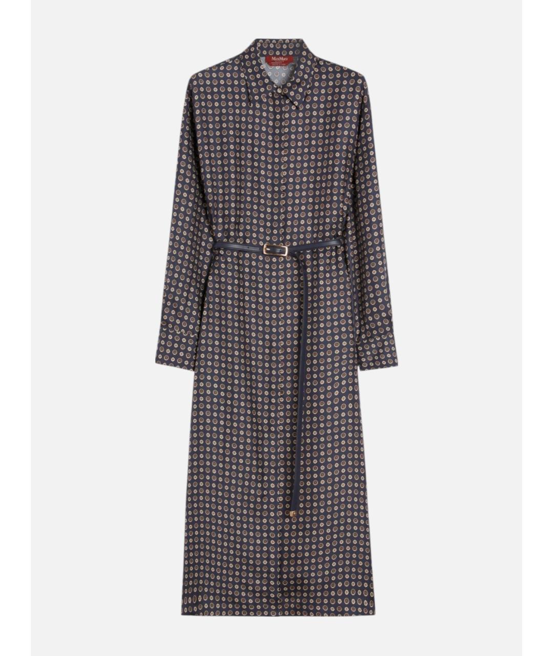 MAX MARA STUDIO Коричневое шелковое повседневное платье, фото 6