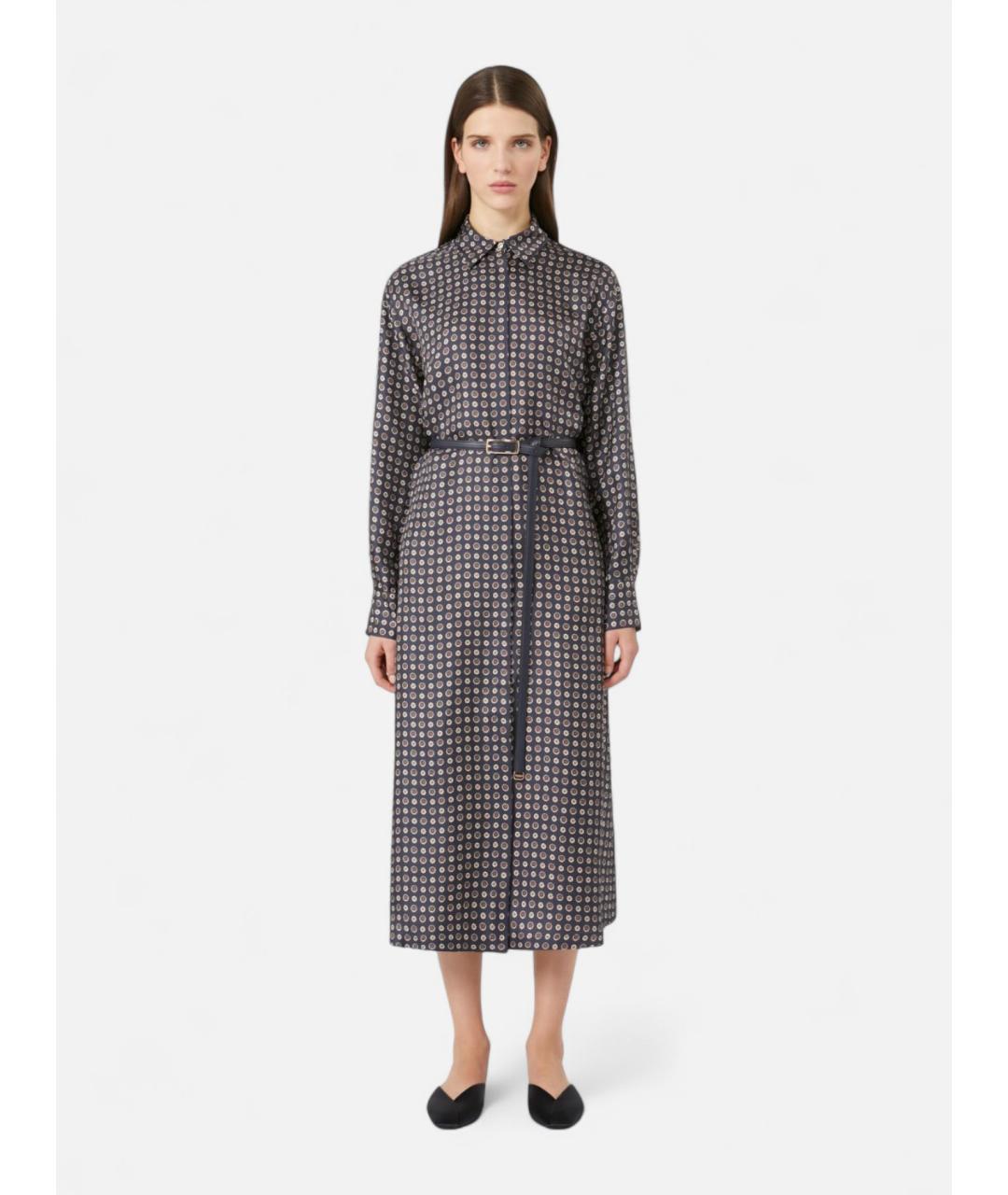 MAX MARA STUDIO Коричневое шелковое повседневное платье, фото 5