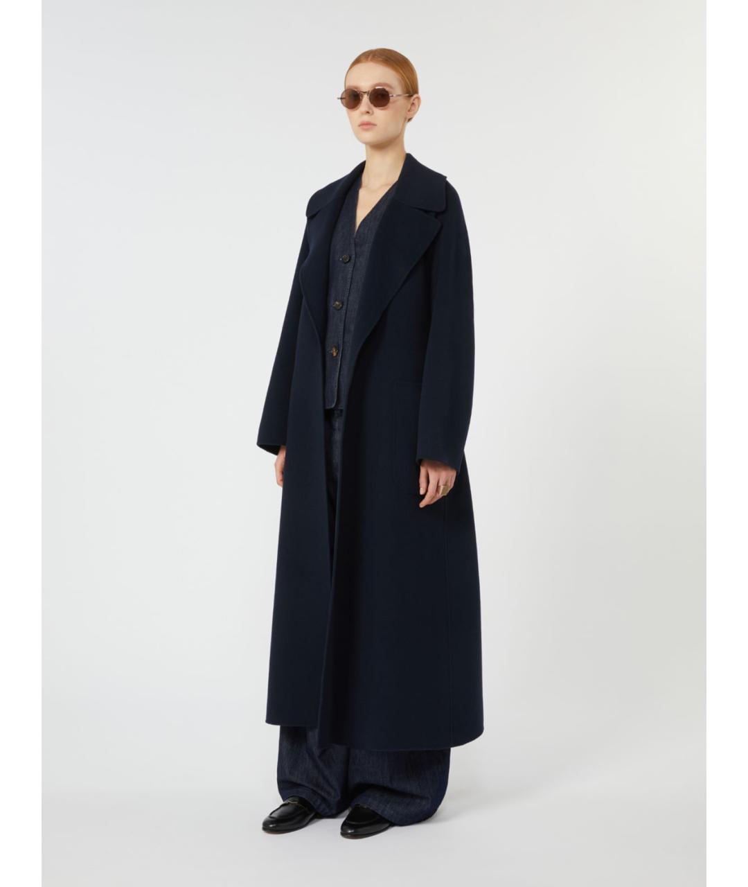 'S MAX MARA Синее шерстяное пальто, фото 2