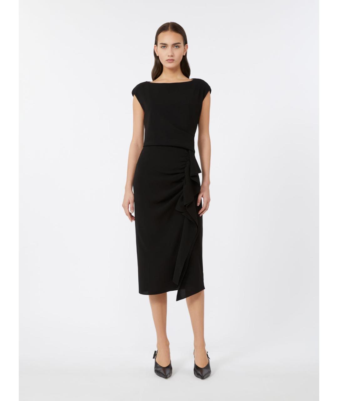 MAX MARA STUDIO Черное ацетатное повседневное платье, фото 2