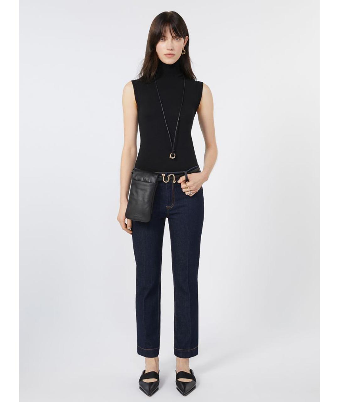 SPORTMAX Темно-синие хлопковые прямые джинсы, фото 2