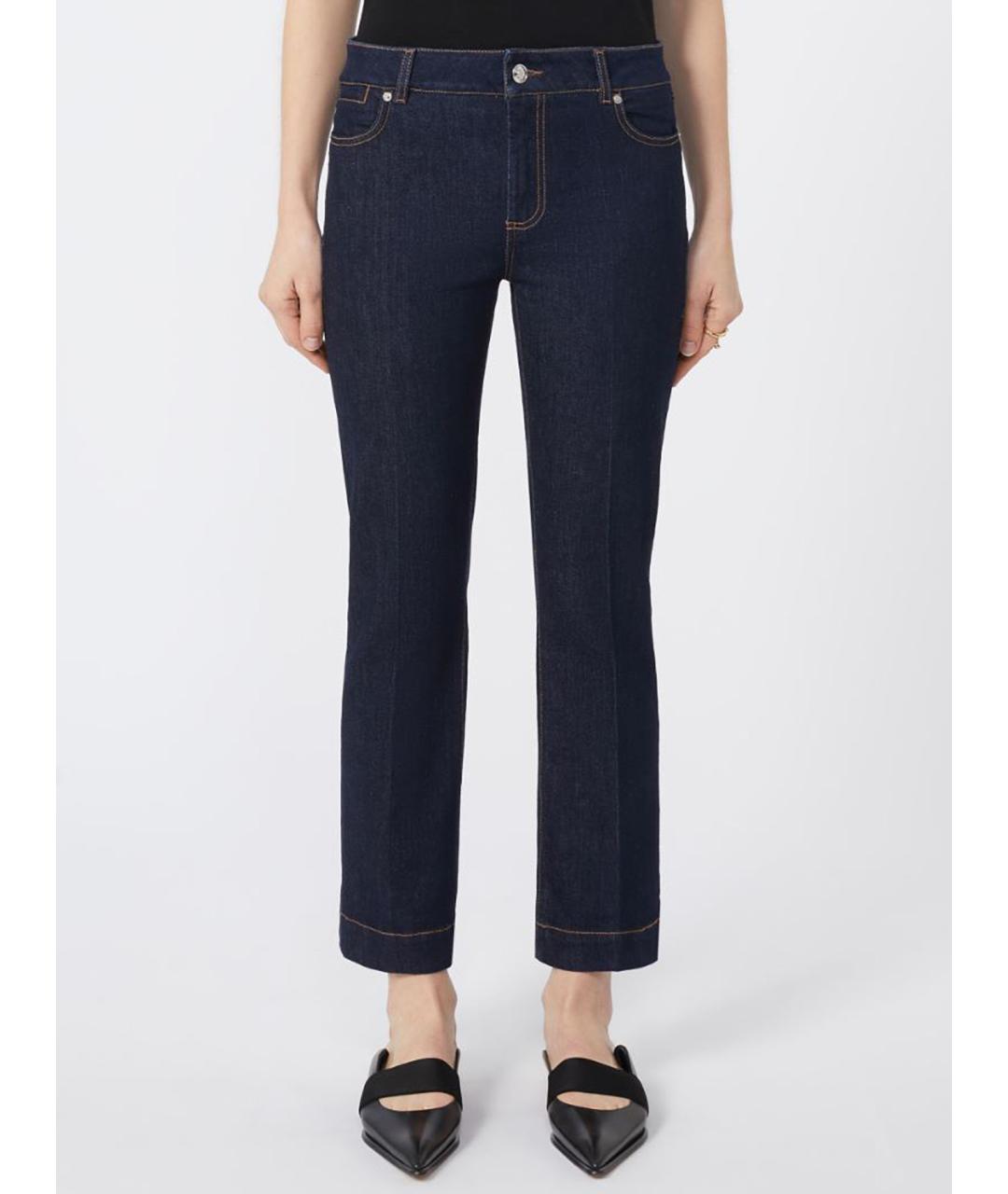 SPORTMAX Темно-синие хлопковые прямые джинсы, фото 3