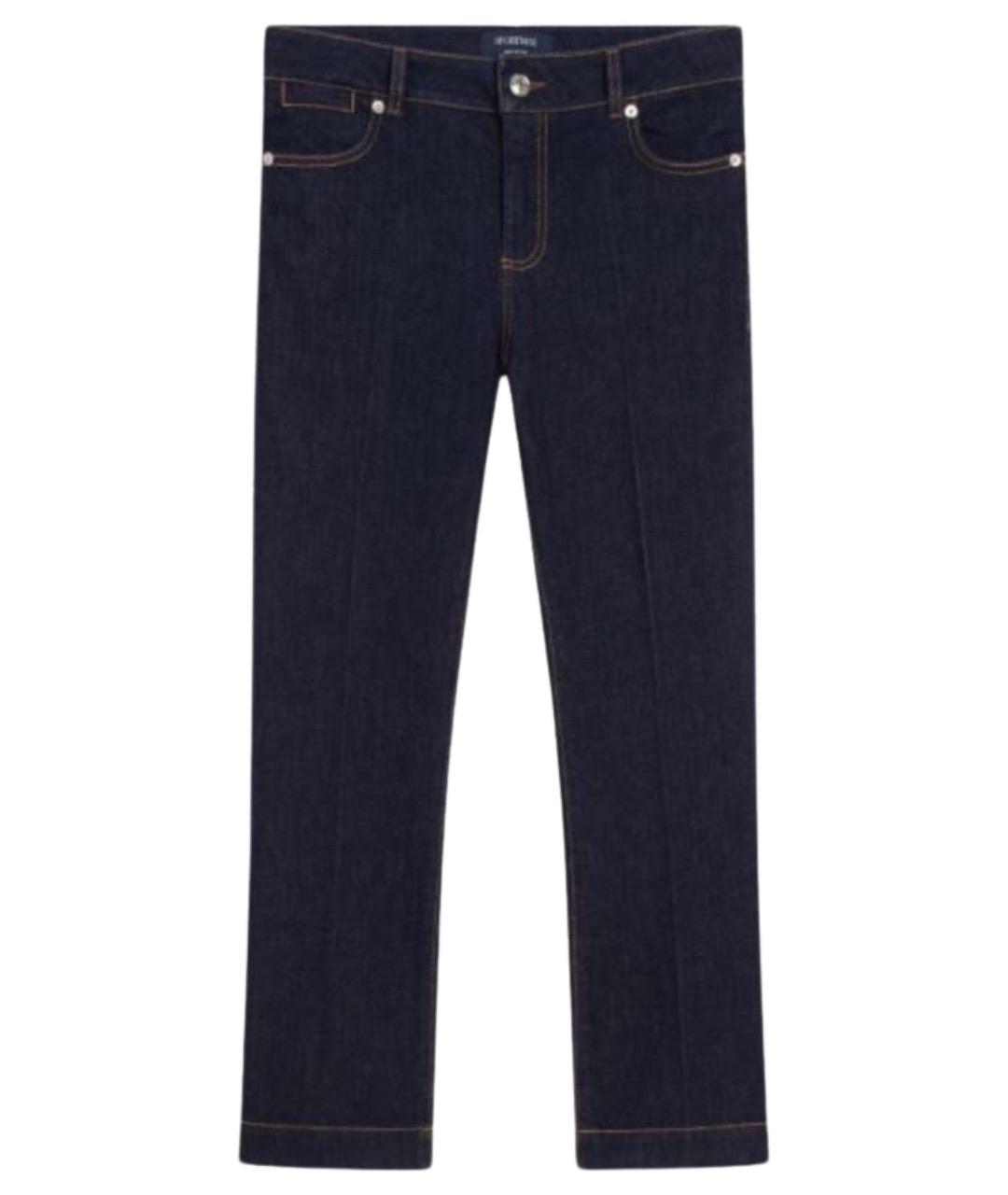 SPORTMAX Темно-синие хлопковые прямые джинсы, фото 1