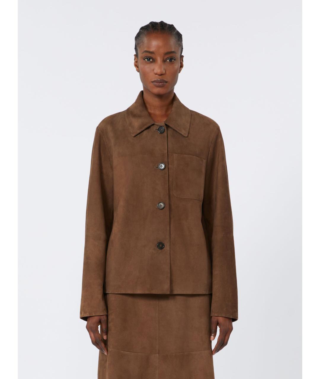 'S MAX MARA Коричневая замшевая куртка, фото 4