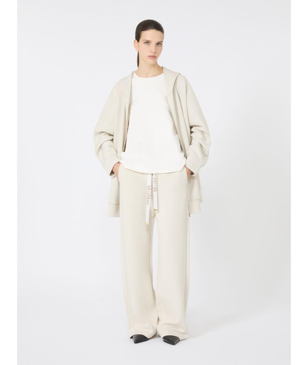 'S MAX MARA Белые хлопковые прямые брюки, фото 2