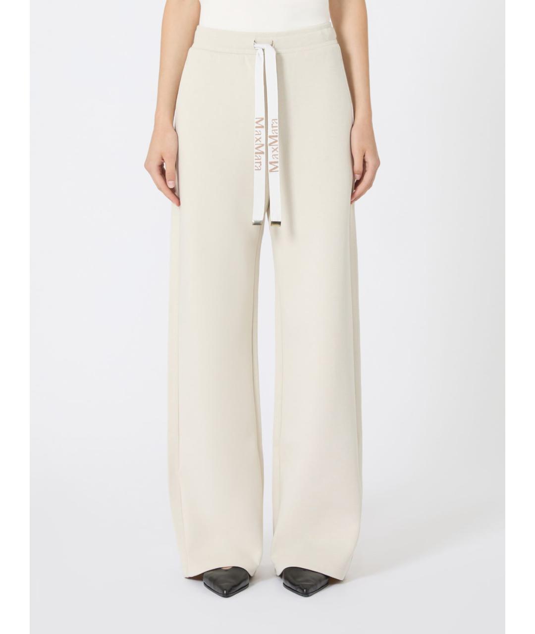 'S MAX MARA Белые хлопковые прямые брюки, фото 4