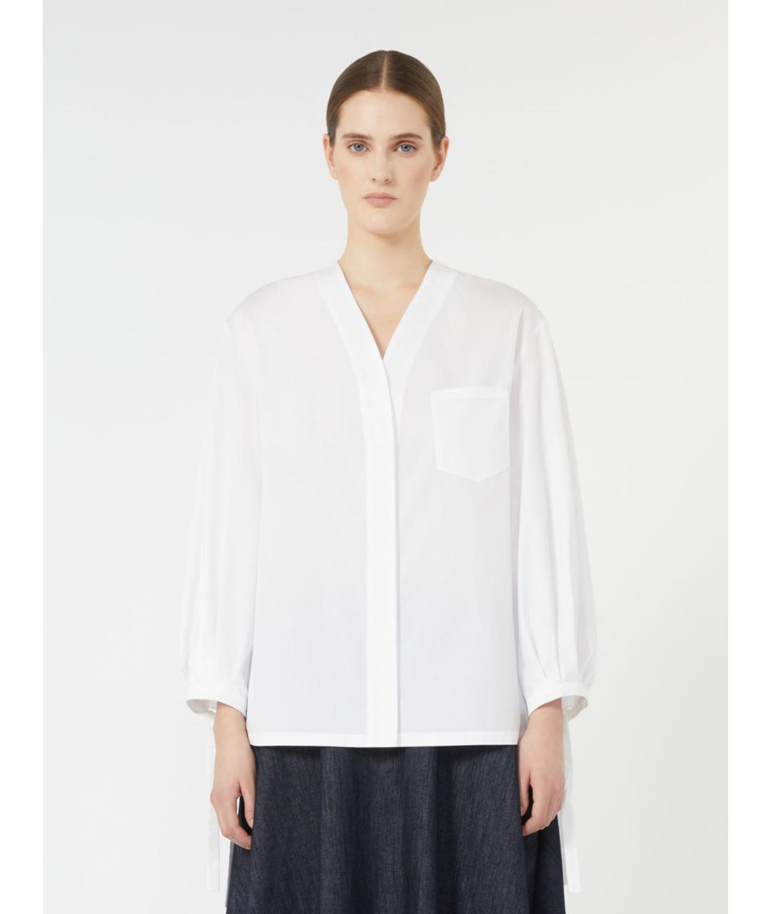 'S MAX MARA Белая хлопковая рубашка, фото 5