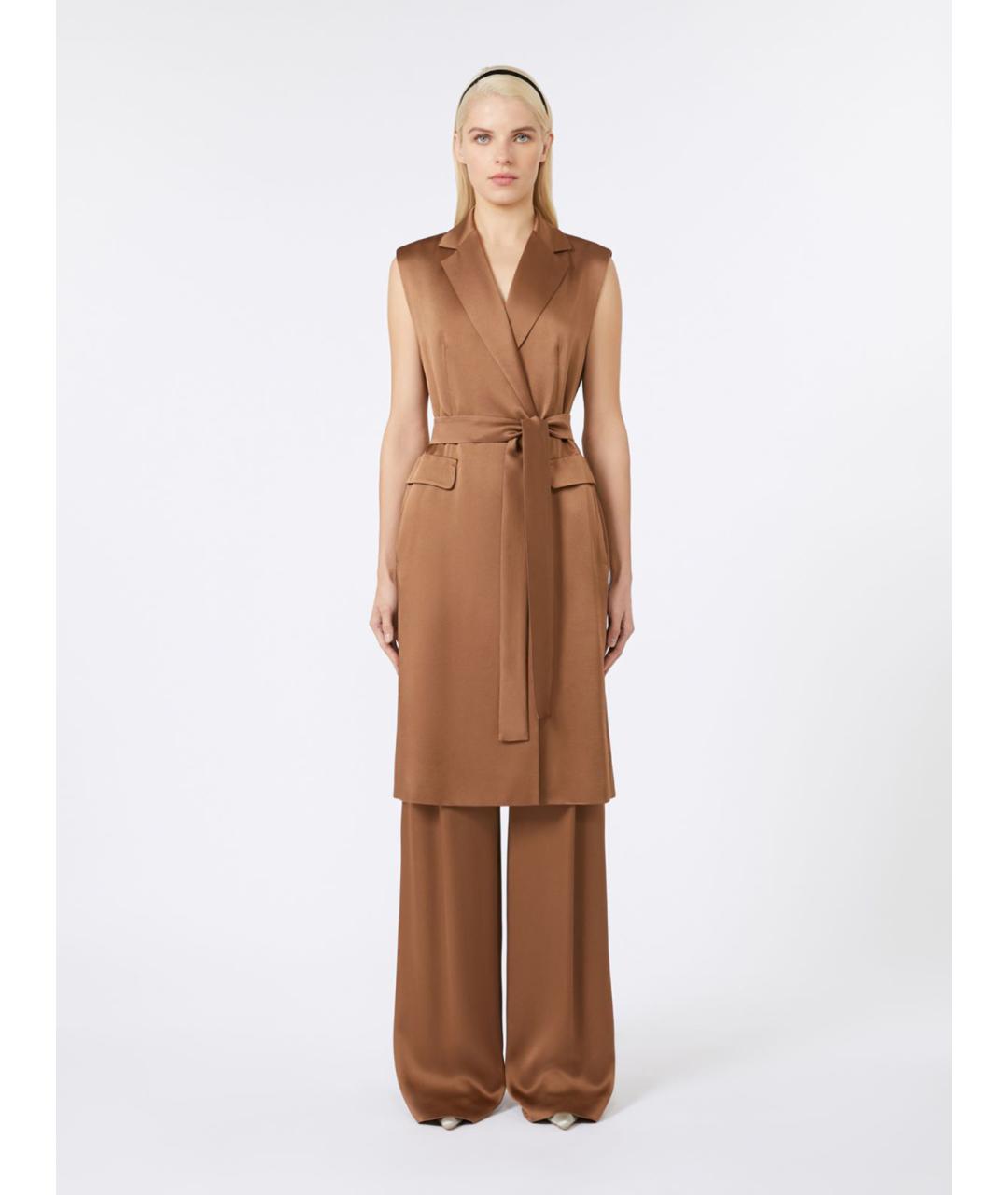 MAX MARA STUDIO Коричневый шерстяной жилет, фото 5