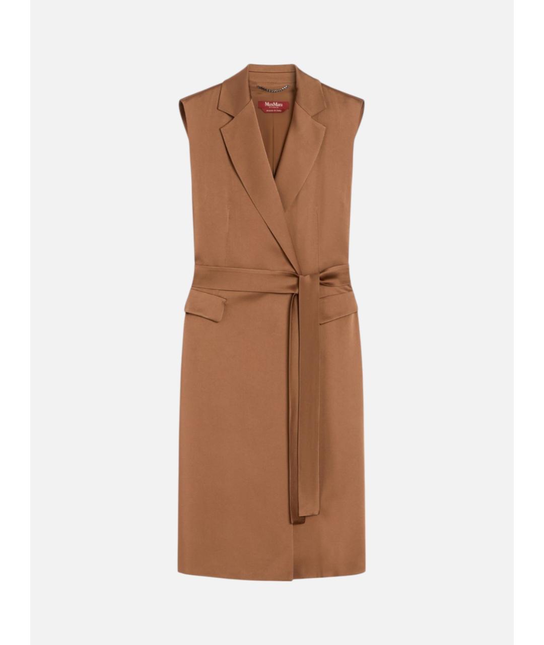 MAX MARA STUDIO Коричневый шерстяной жилет, фото 6