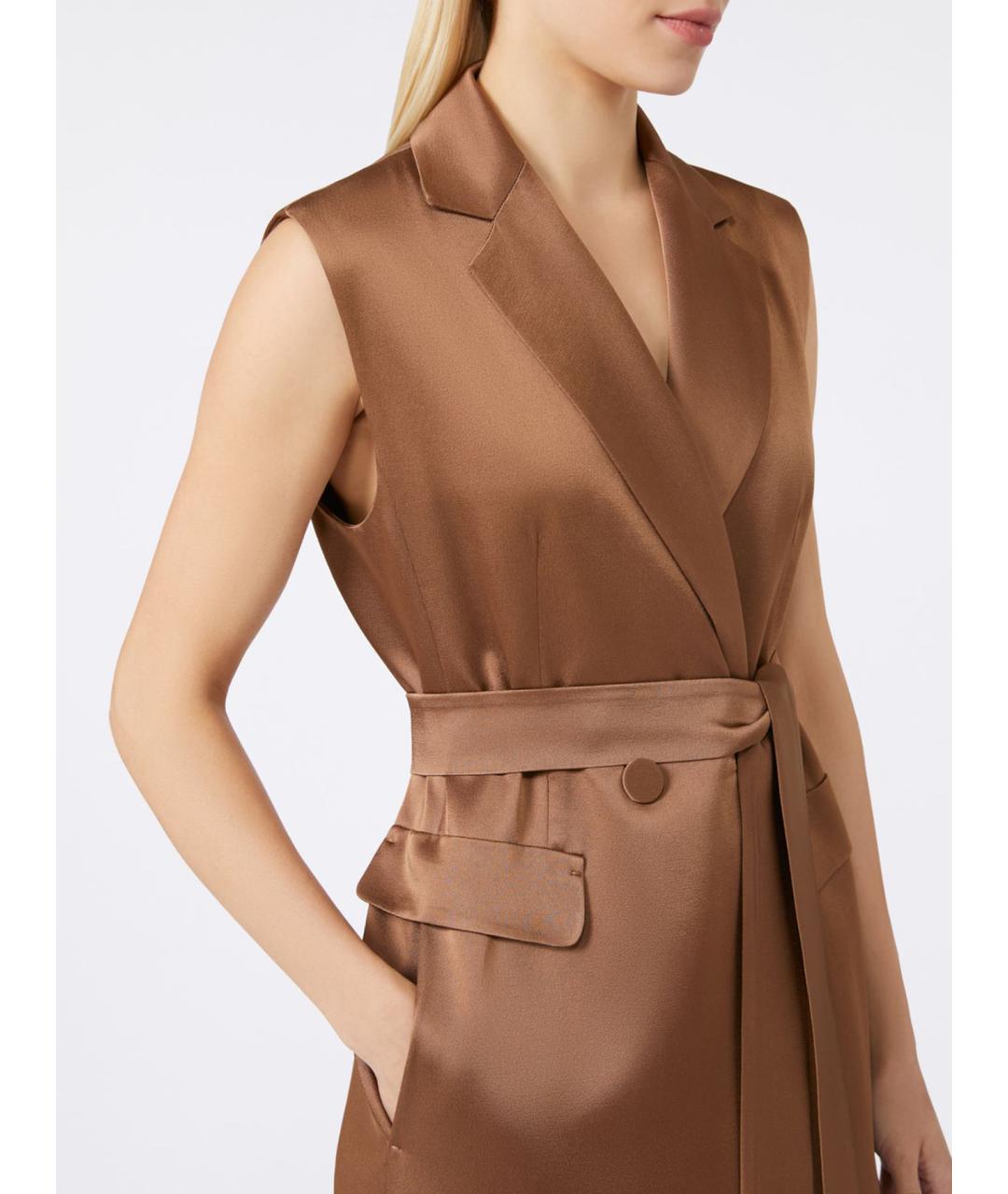 MAX MARA STUDIO Коричневый шерстяной жилет, фото 3