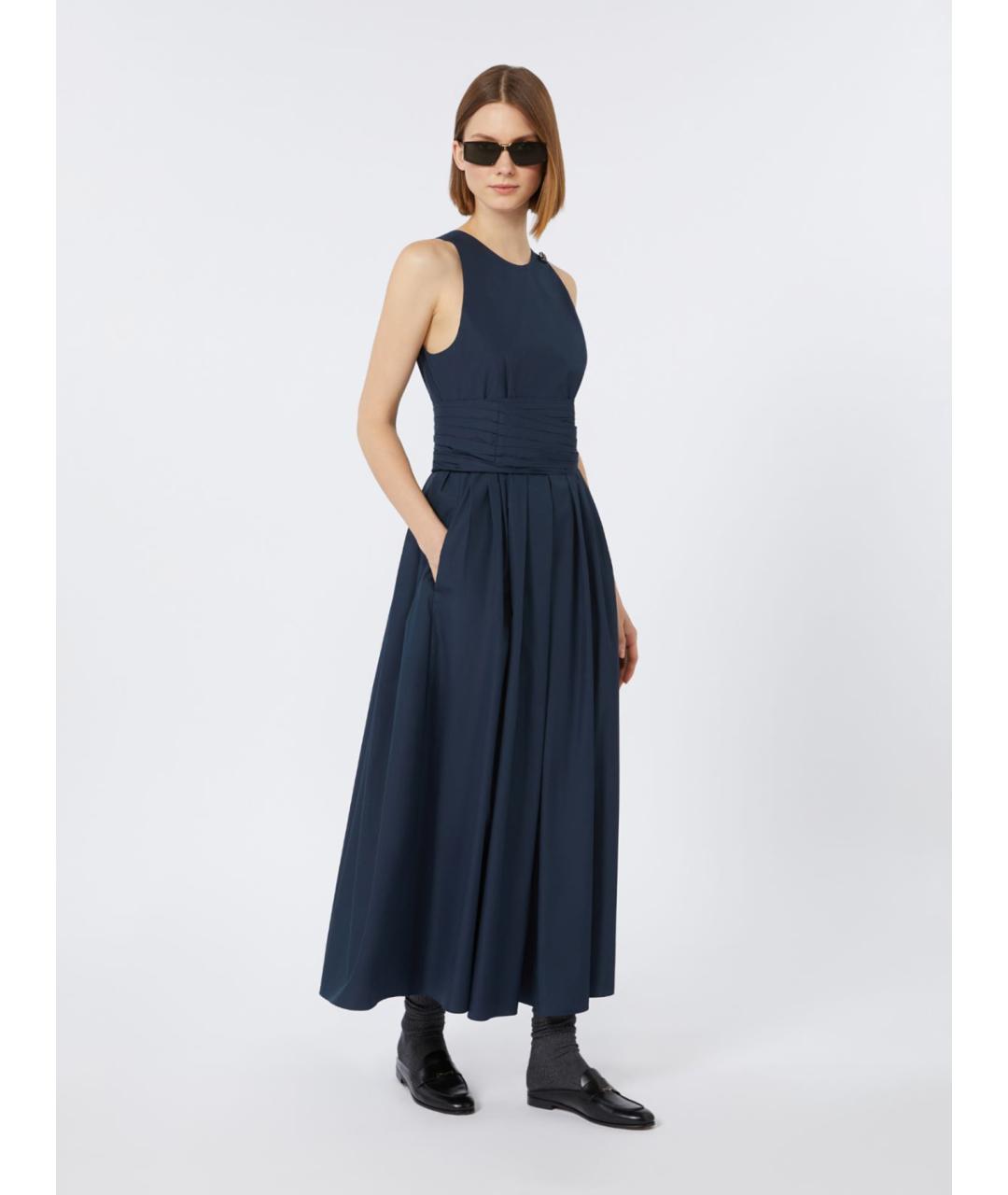 'S MAX MARA Синее хлопковое повседневное платье, фото 2