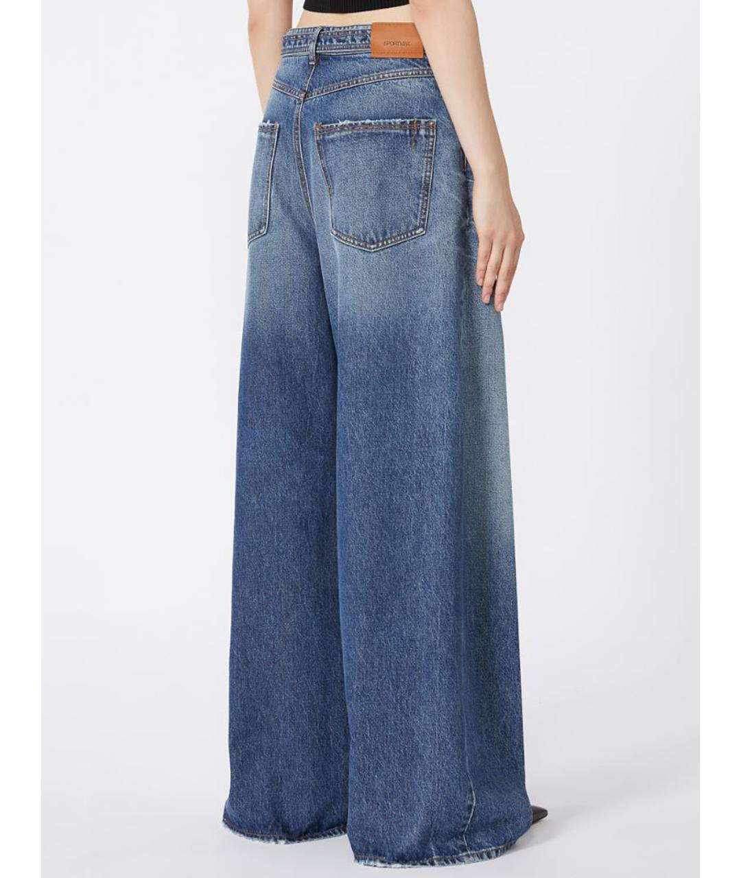 SPORTMAX Синие хлопковые прямые джинсы, фото 4