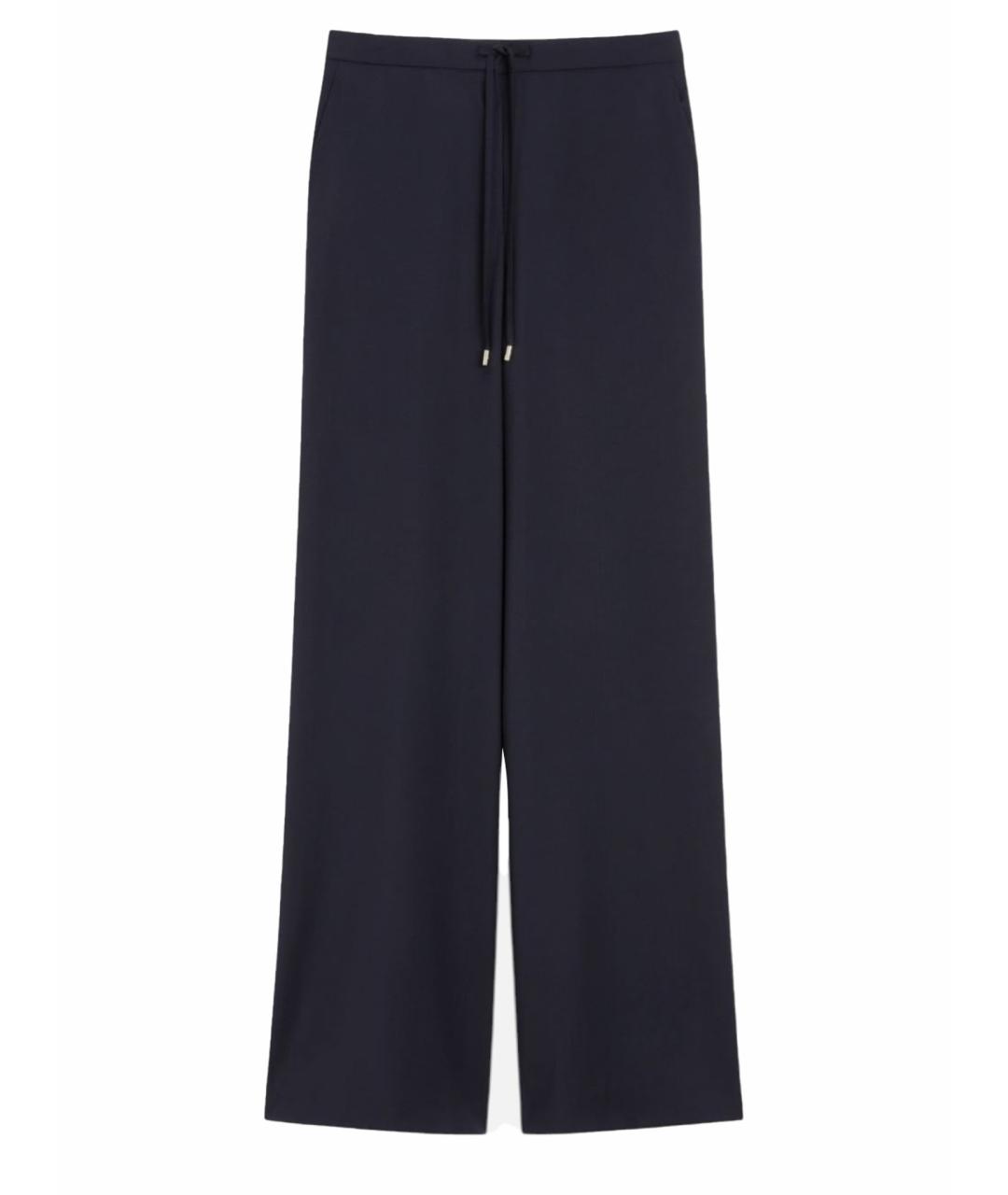MAX MARA STUDIO Темно-синие шерстяные брюки широкие, фото 1