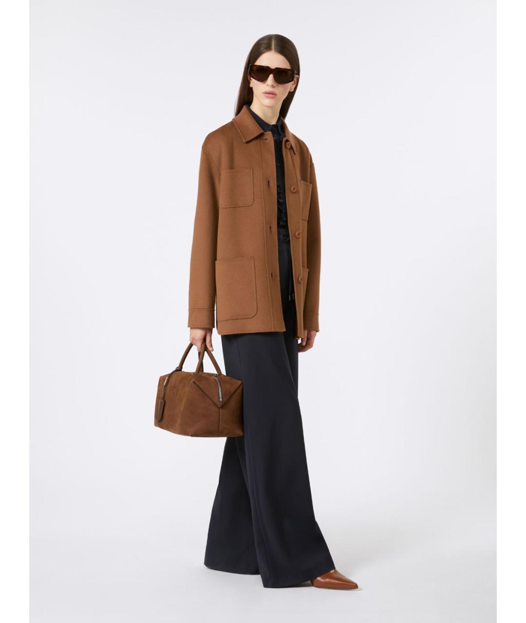 MAX MARA STUDIO Темно-синие шерстяные брюки широкие, фото 2