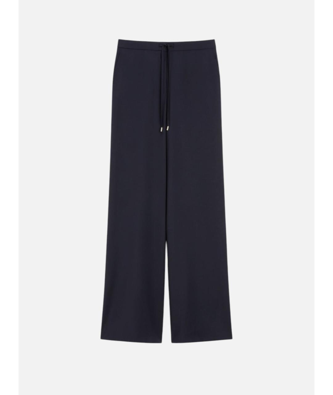 MAX MARA STUDIO Темно-синие шерстяные брюки широкие, фото 5