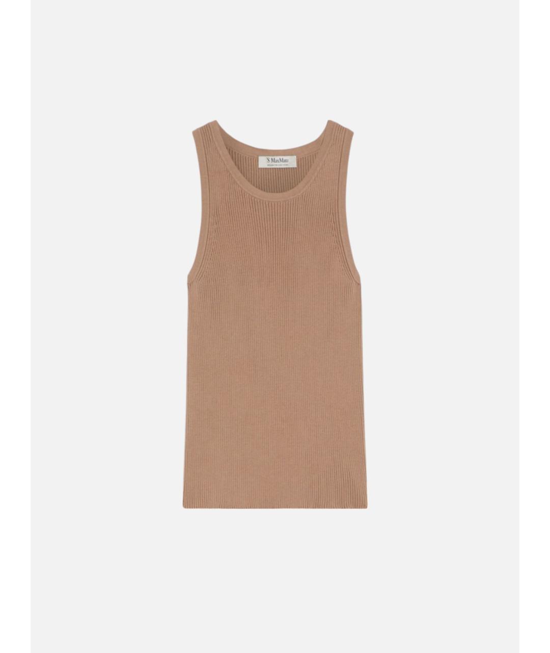 'S MAX MARA Бежевая хлопковая майка, фото 5