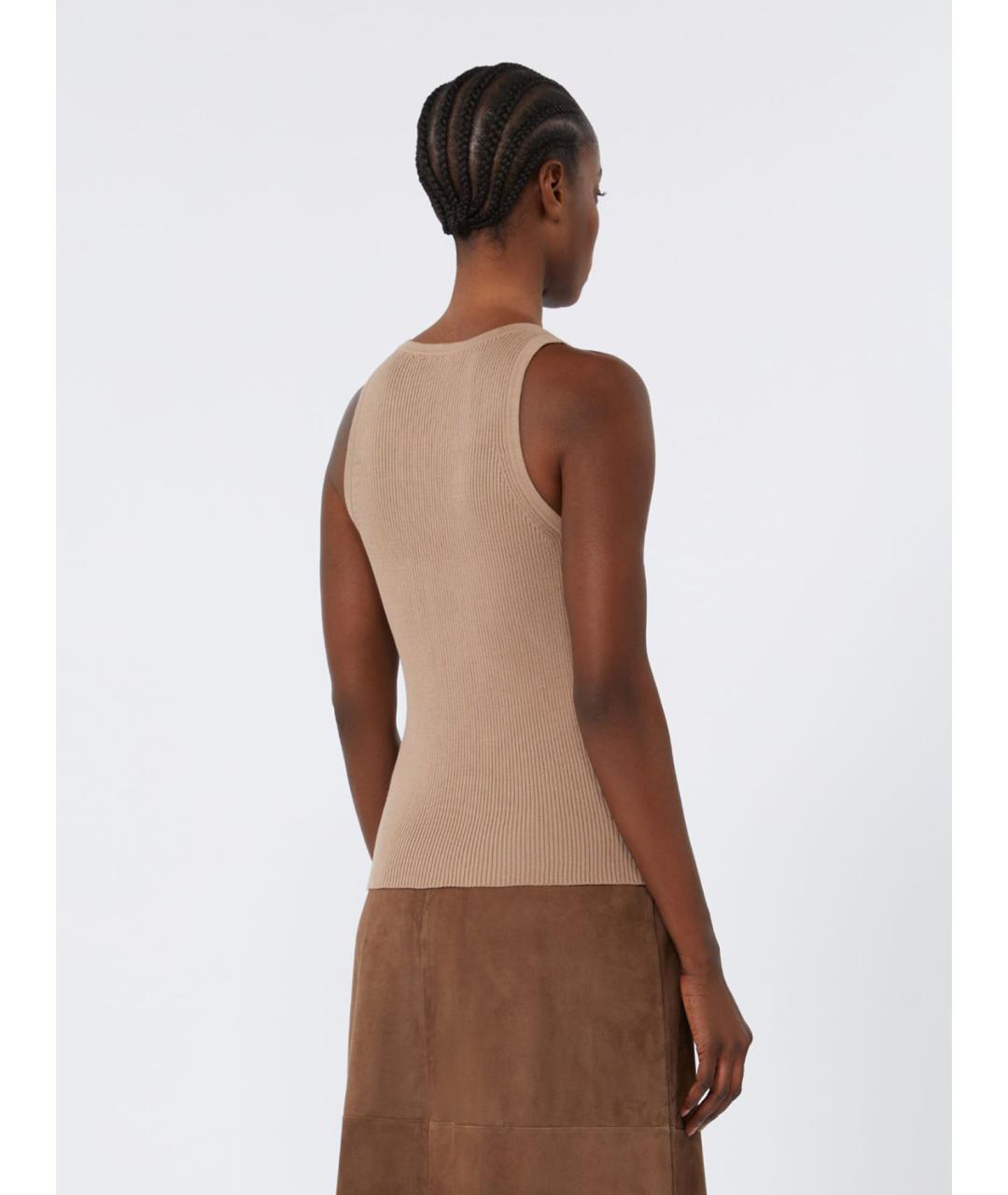 'S MAX MARA Бежевая хлопковая майка, фото 3