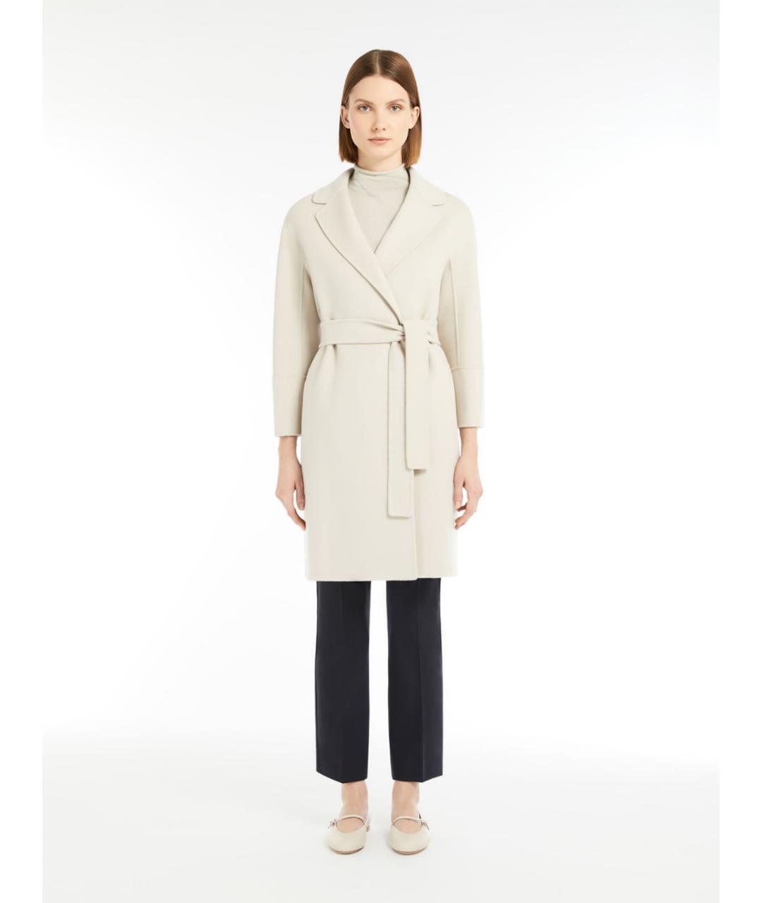 'S MAX MARA Белое шерстяное пальто, фото 4