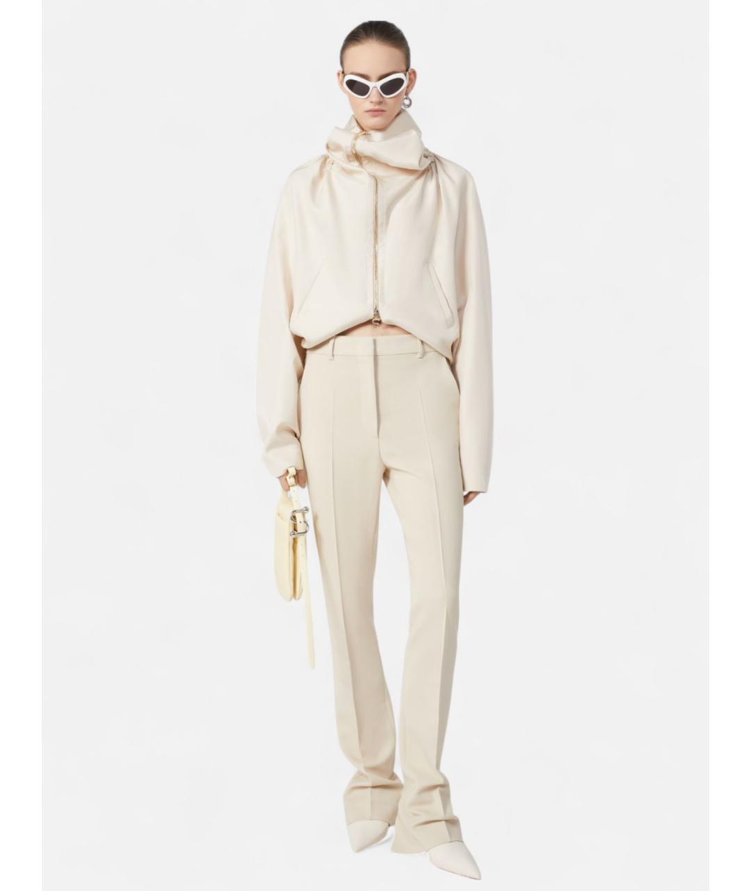 SPORTMAX Бежевые вискозные брюки узкие, фото 2