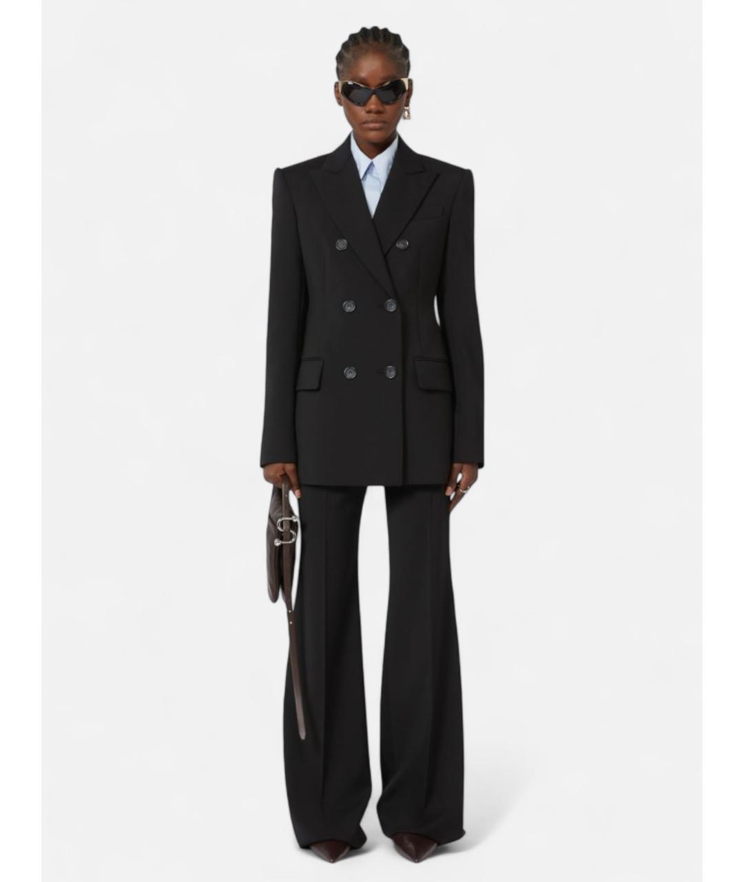 SPORTMAX Черные шерстяные прямые брюки, фото 2
