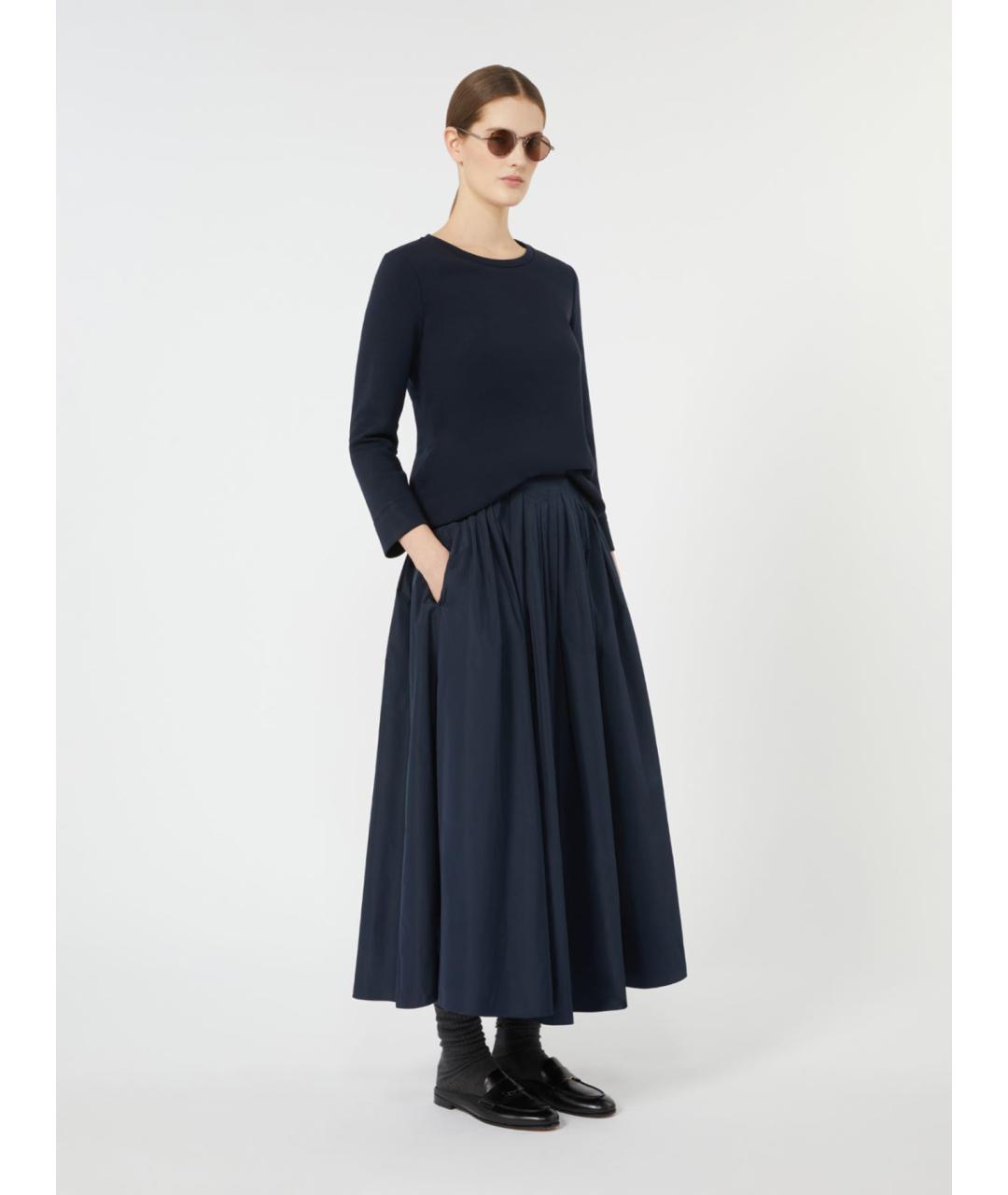 'S MAX MARA Темно-синяя полиэстеровая юбка макси, фото 2
