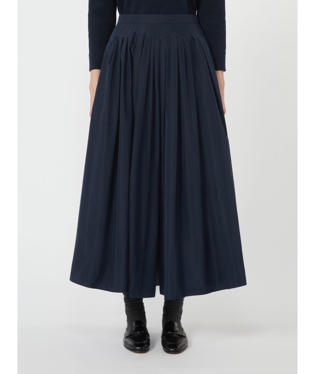 'S MAX MARA Темно-синяя полиэстеровая юбка макси, фото 4