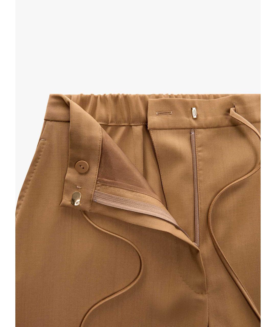 MAX MARA STUDIO Коричневые шерстяные брюки широкие, фото 3