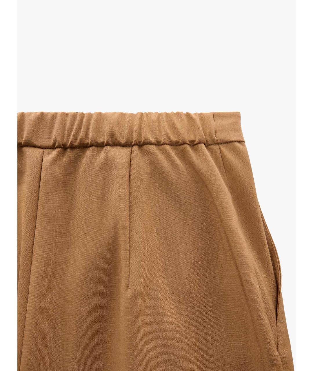 MAX MARA STUDIO Коричневые шерстяные брюки широкие, фото 4