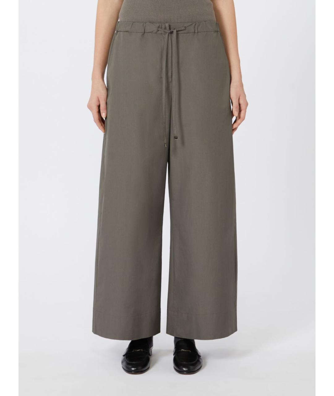 'S MAX MARA Серые хлопковые брюки широкие, фото 4