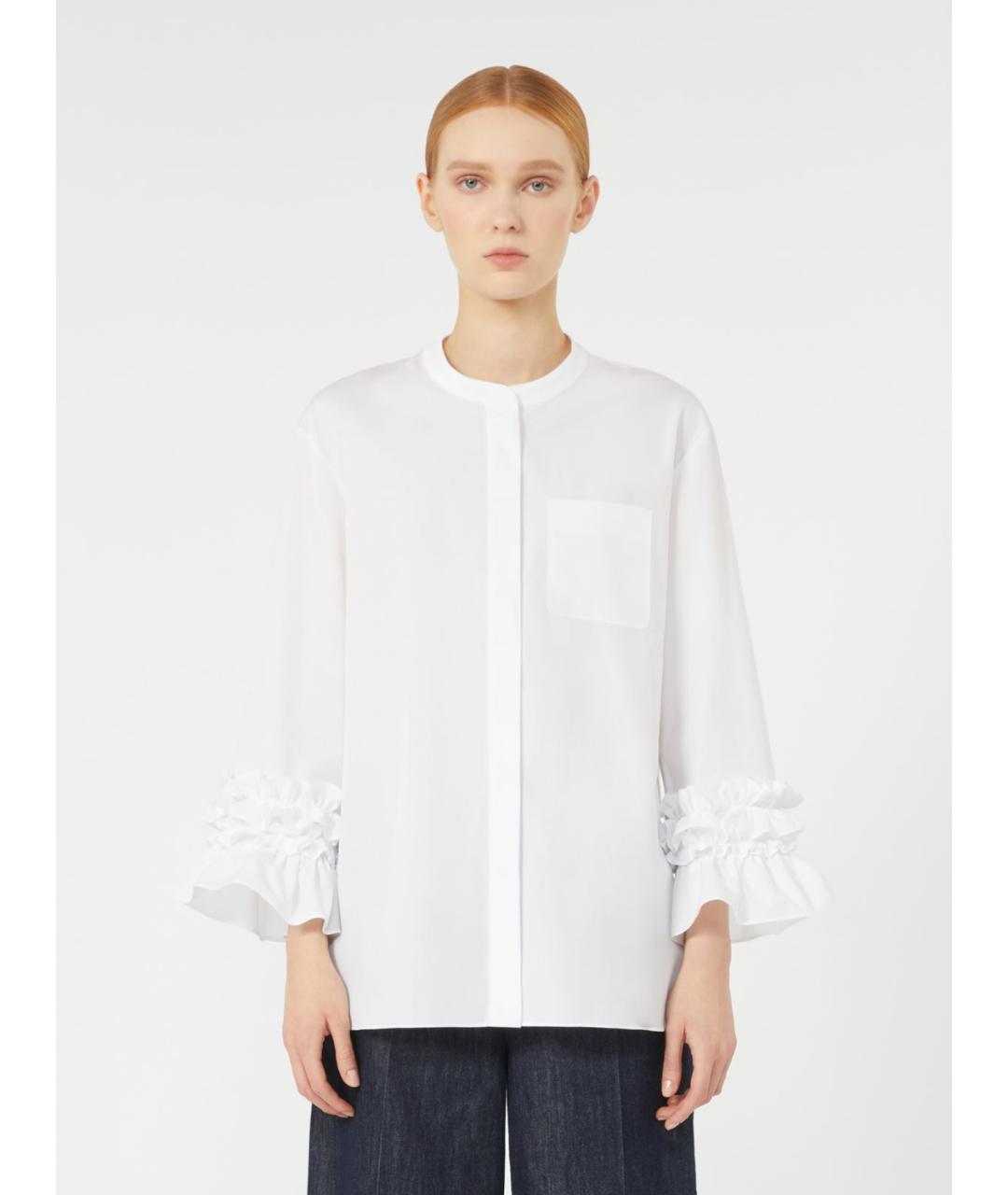'S MAX MARA Белая хлопковая рубашка, фото 5
