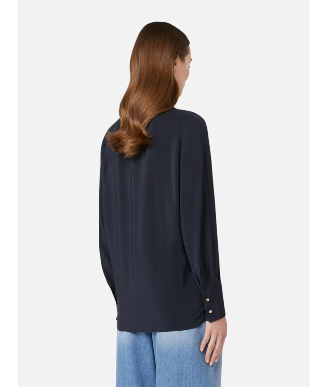 MAX MARA STUDIO Синяя шелковая блузы, фото 3