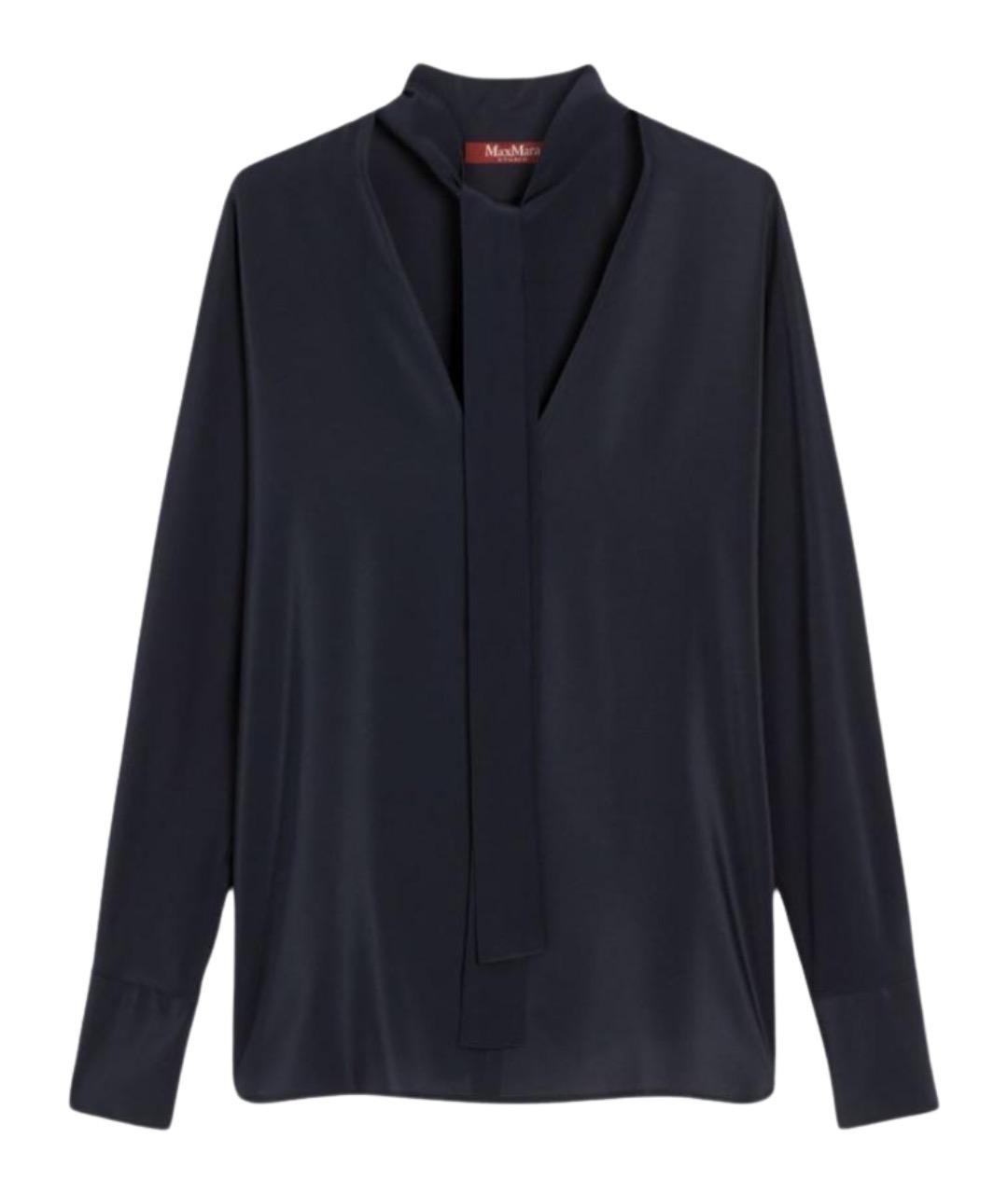 MAX MARA STUDIO Синяя шелковая блузы, фото 1