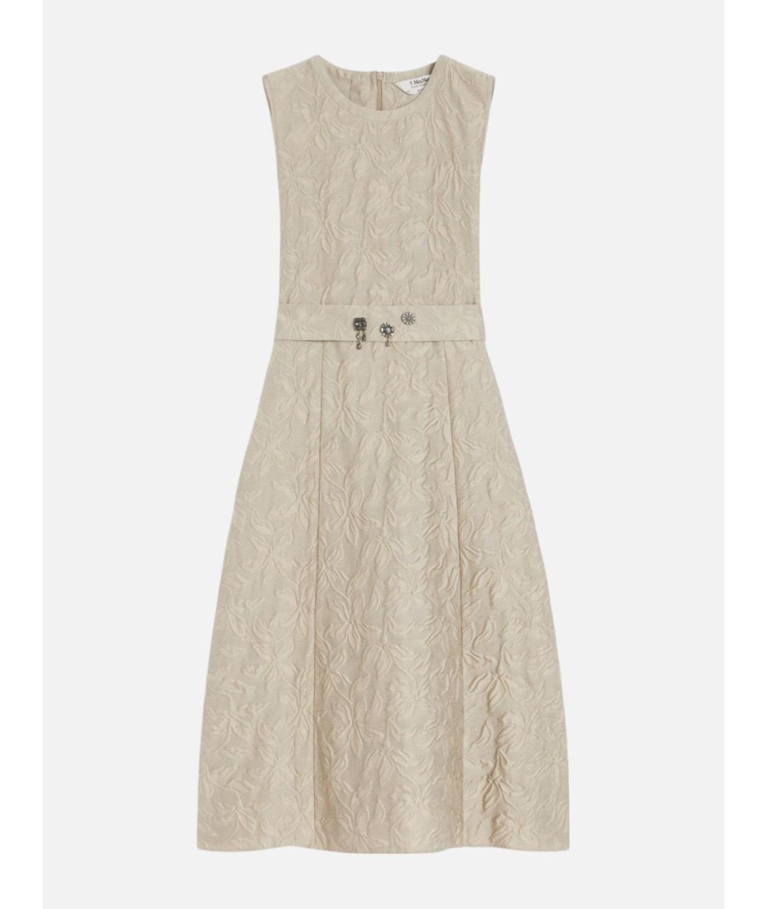 'S MAX MARA Бежевое хлопковое повседневное платье, фото 5