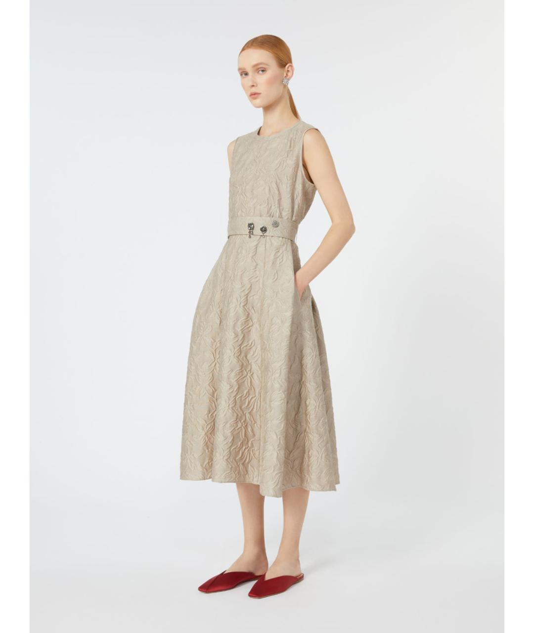 'S MAX MARA Бежевое хлопковое повседневное платье, фото 2