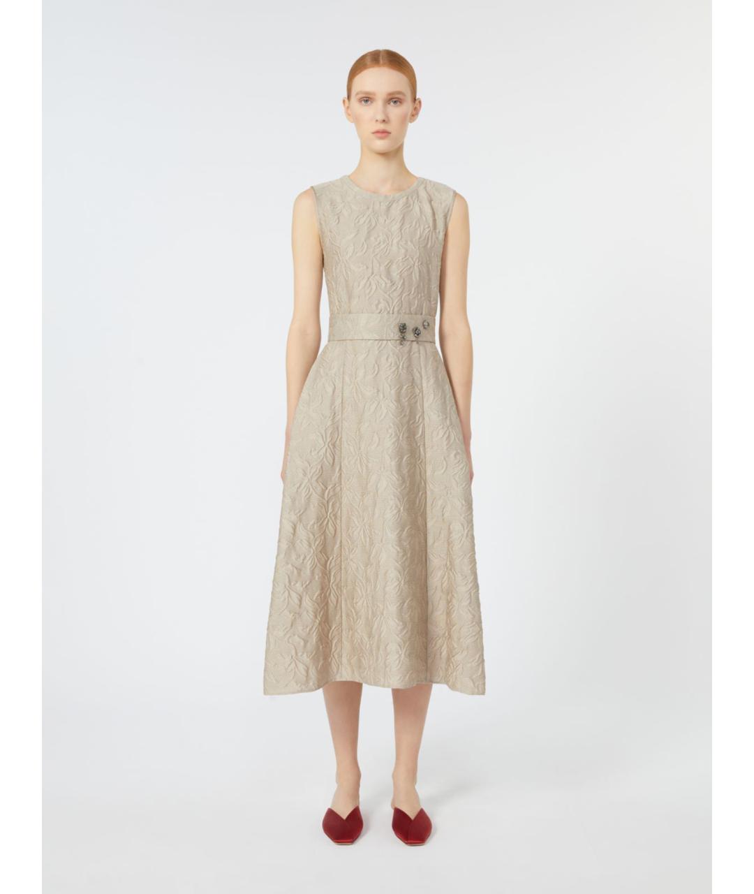 'S MAX MARA Бежевое хлопковое повседневное платье, фото 4