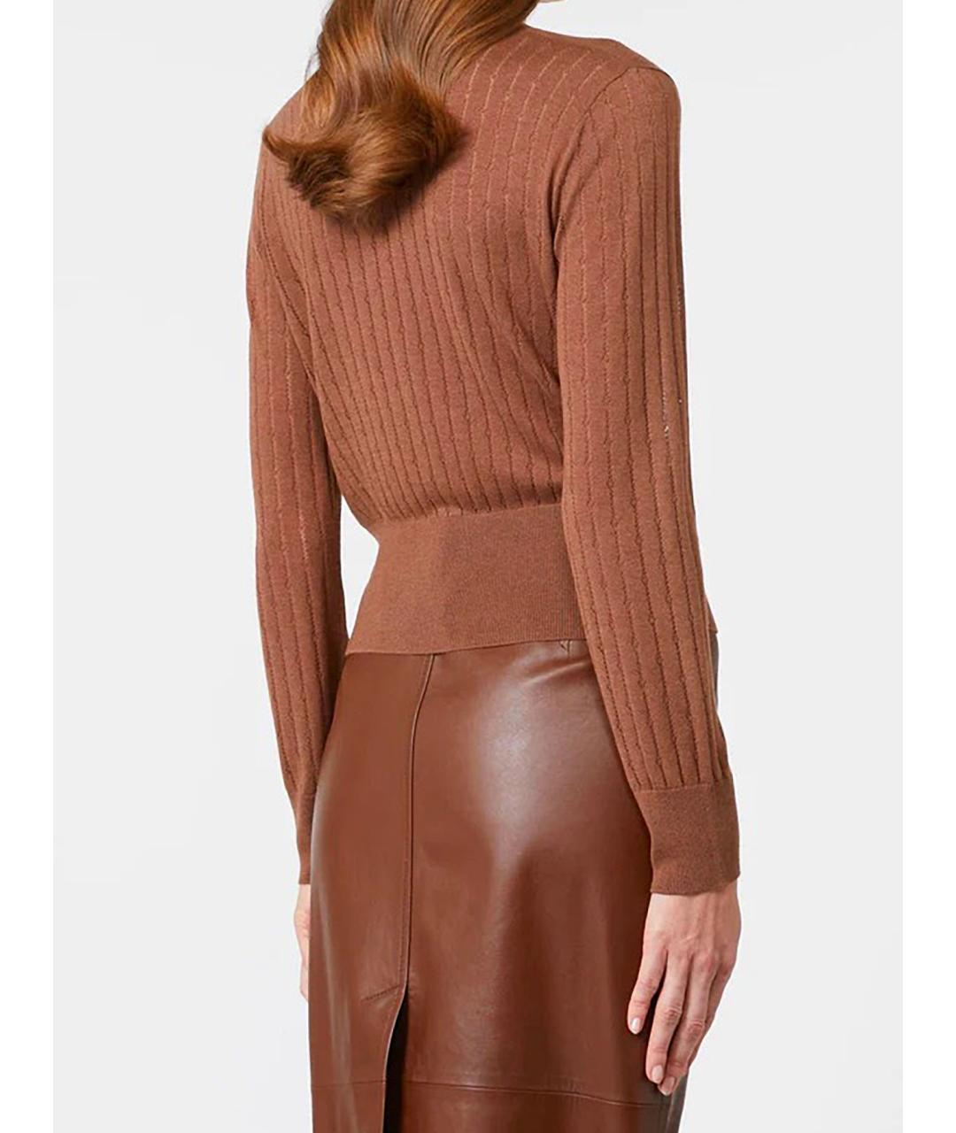 MAX MARA STUDIO Коричневый шелковый кардиган, фото 3