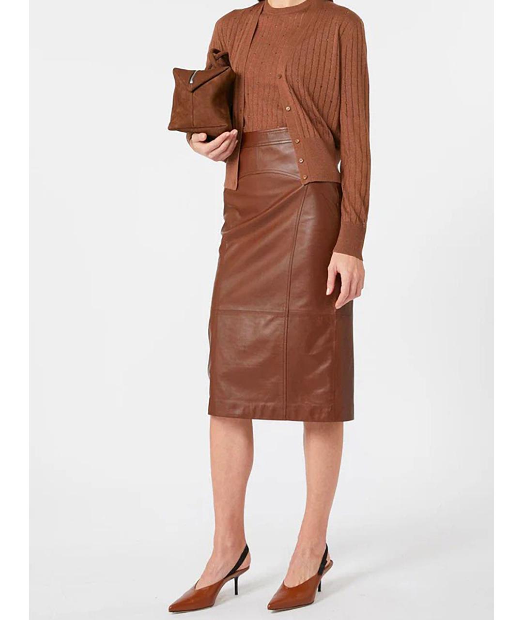 MAX MARA STUDIO Коричневый шелковый кардиган, фото 4