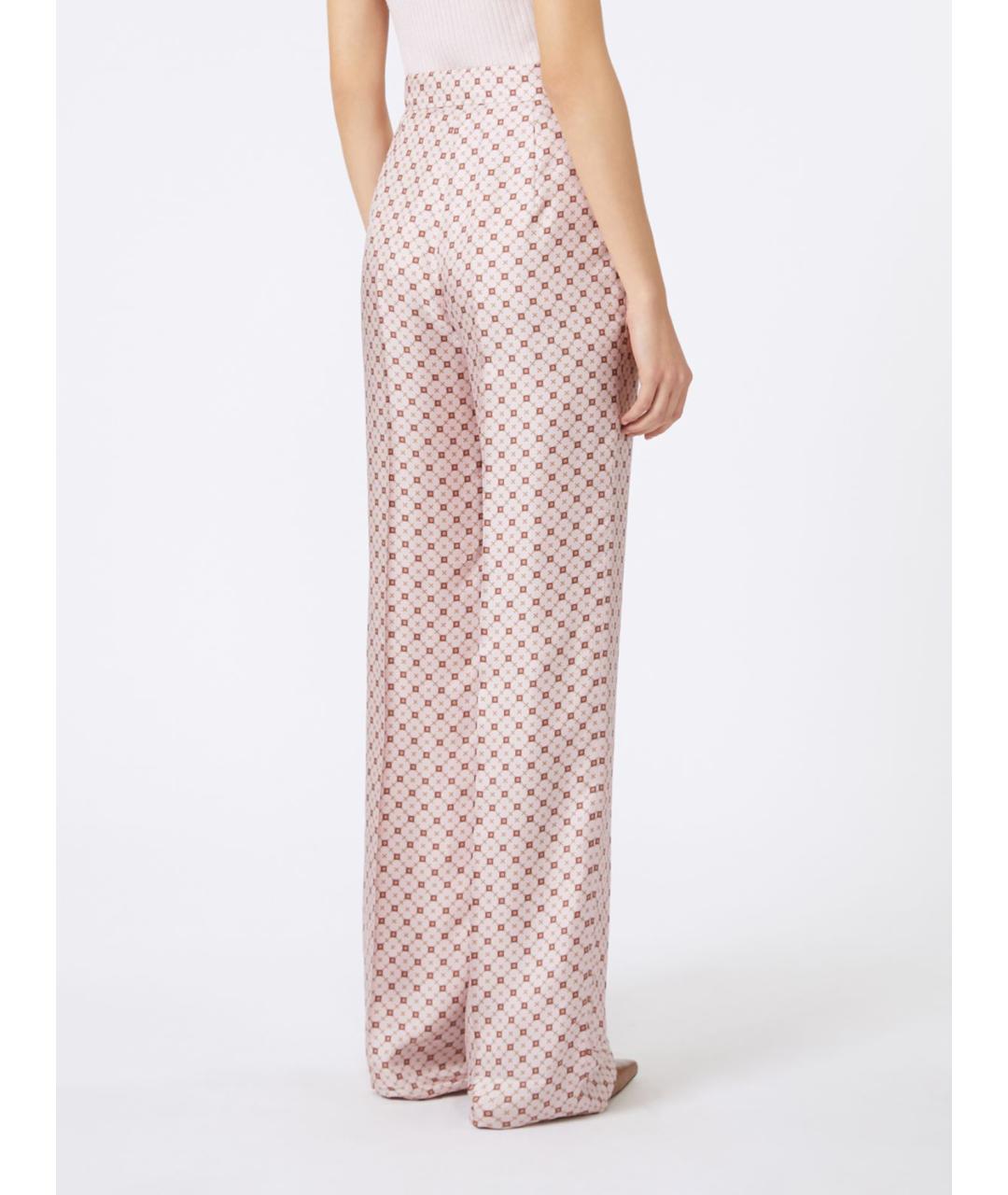 MAX MARA STUDIO Розовые шелковые прямые брюки, фото 4